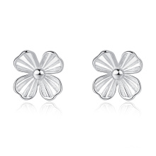 Pure Lovely Minimalist Flower 925 Sterling Silver Stud Earrings